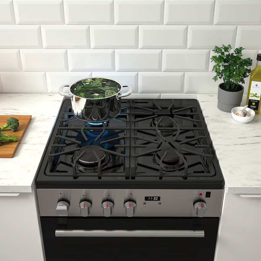 Gas range in kitchen